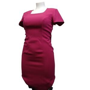 Preview Collection Petite Vintage Magenta Sheath Dress Square Neck 4P